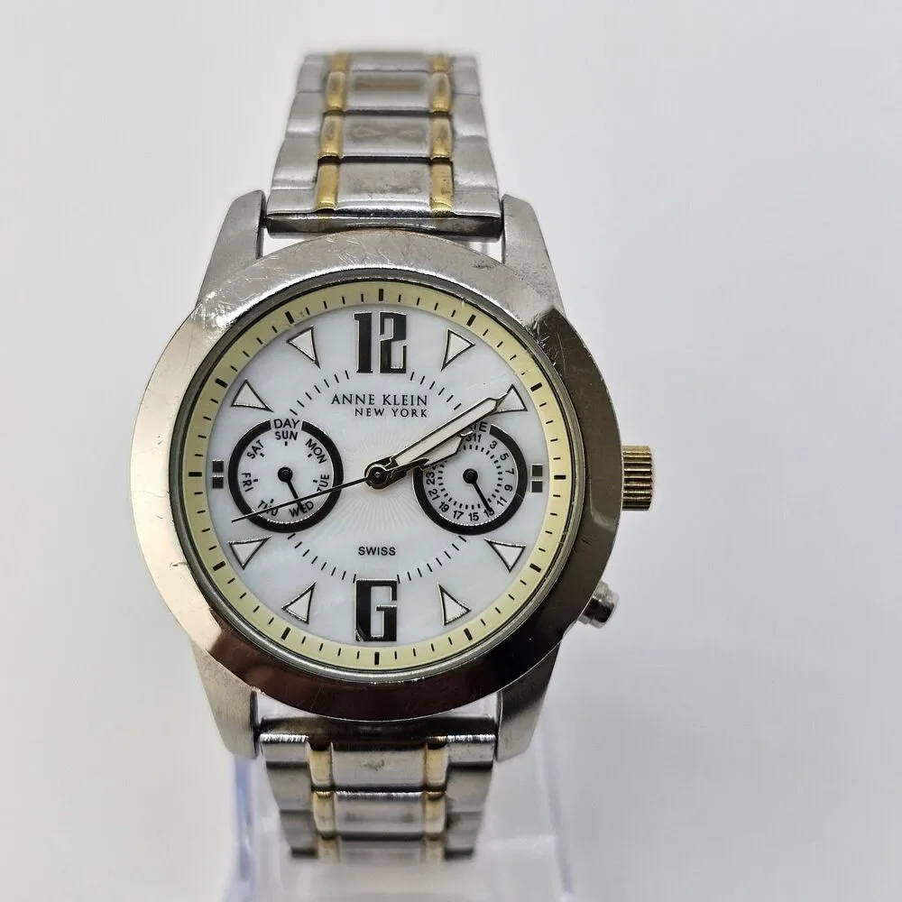 Anne Klein Women's Watch 36MM Gray Dial Gray Gold Bracelet 6.25